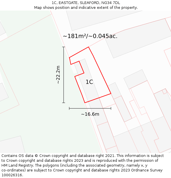 1C, EASTGATE, SLEAFORD, NG34 7DL: Plot and title map
