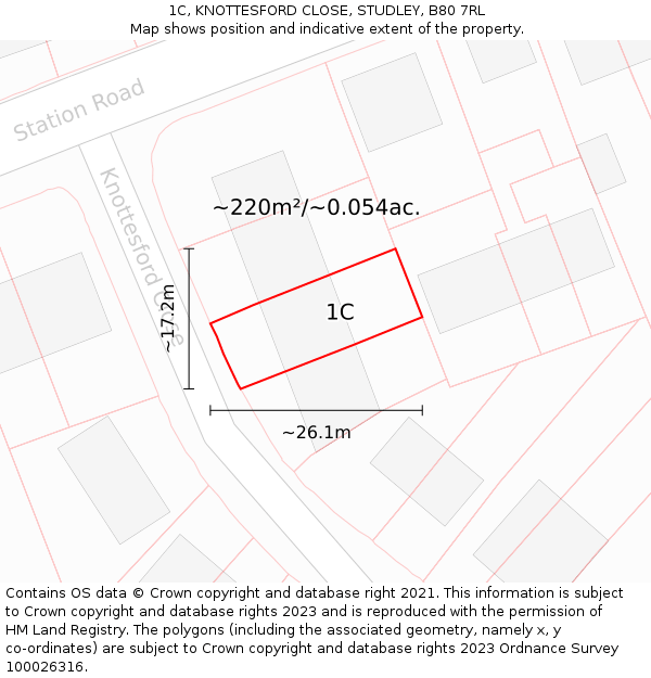 1C, KNOTTESFORD CLOSE, STUDLEY, B80 7RL: Plot and title map