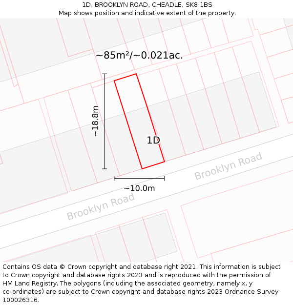 1D, BROOKLYN ROAD, CHEADLE, SK8 1BS: Plot and title map
