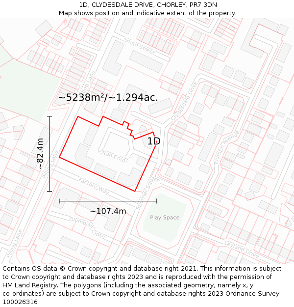 1D, CLYDESDALE DRIVE, CHORLEY, PR7 3DN: Plot and title map