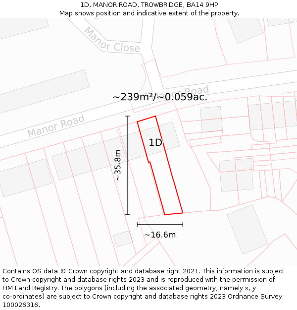 1D, MANOR ROAD, TROWBRIDGE, BA14 9HP: Plot and title map