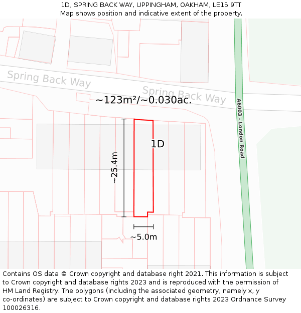 1D, SPRING BACK WAY, UPPINGHAM, OAKHAM, LE15 9TT: Plot and title map