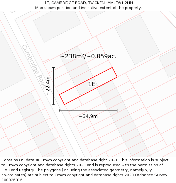 1E, CAMBRIDGE ROAD, TWICKENHAM, TW1 2HN: Plot and title map