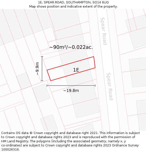 1E, SPEAR ROAD, SOUTHAMPTON, SO14 6UG: Plot and title map
