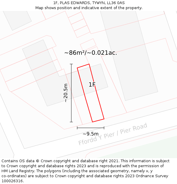 1F, PLAS EDWARDS, TYWYN, LL36 0AS: Plot and title map