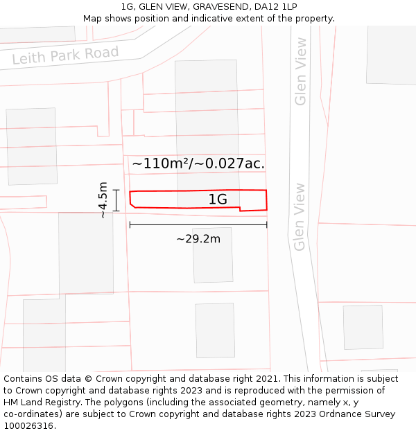 1G, GLEN VIEW, GRAVESEND, DA12 1LP: Plot and title map