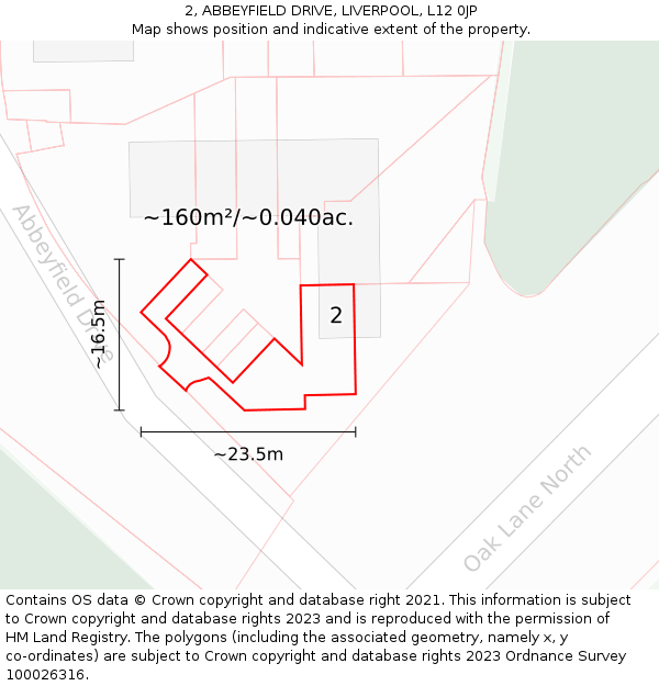 2, ABBEYFIELD DRIVE, LIVERPOOL, L12 0JP: Plot and title map