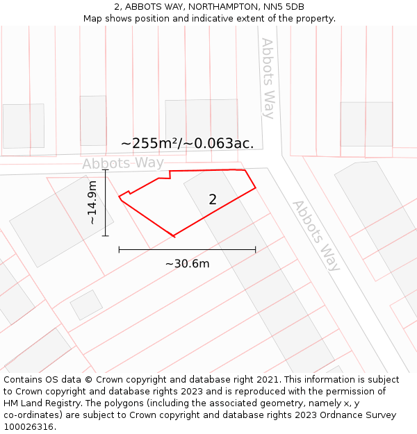 2, ABBOTS WAY, NORTHAMPTON, NN5 5DB: Plot and title map