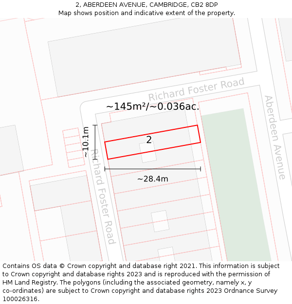 2, ABERDEEN AVENUE, CAMBRIDGE, CB2 8DP: Plot and title map