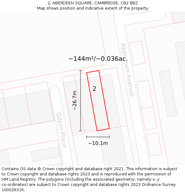 2, ABERDEEN SQUARE, CAMBRIDGE, CB2 8BZ: Plot and title map
