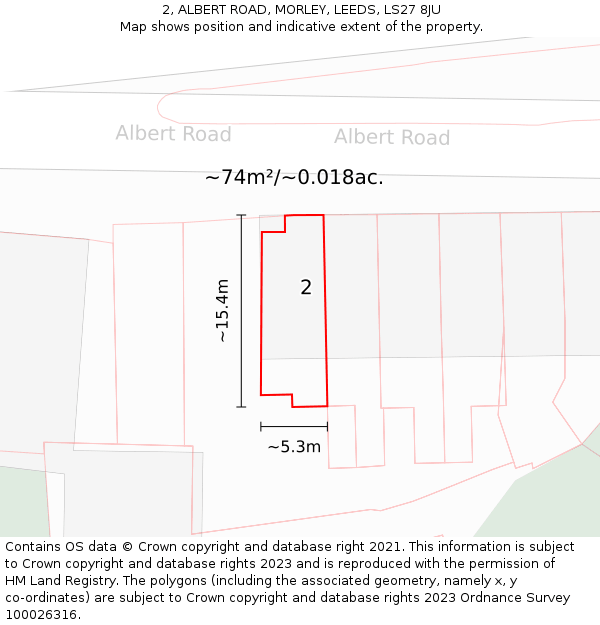 2, ALBERT ROAD, MORLEY, LEEDS, LS27 8JU: Plot and title map