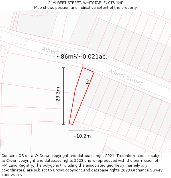 2, ALBERT STREET, WHITSTABLE, CT5 1HP: Plot and title map