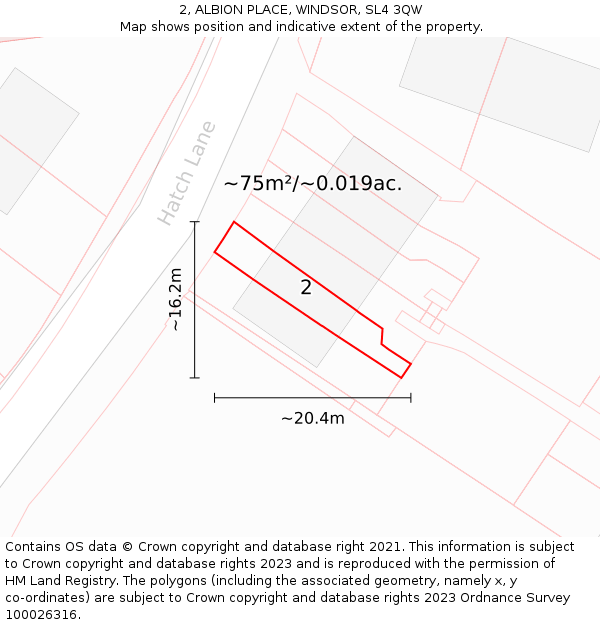 2, ALBION PLACE, WINDSOR, SL4 3QW: Plot and title map