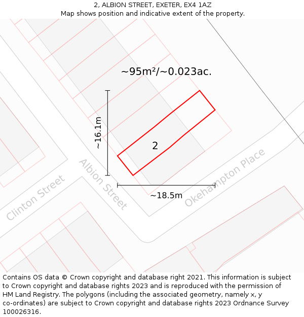 2, ALBION STREET, EXETER, EX4 1AZ: Plot and title map