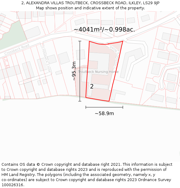 2, ALEXANDRA VILLAS TROUTBECK, CROSSBECK ROAD, ILKLEY, LS29 9JP: Plot and title map