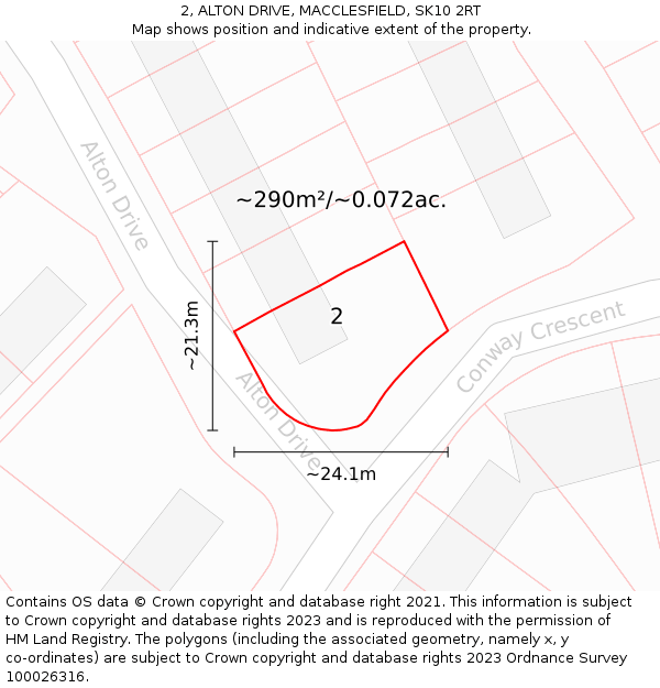 2, ALTON DRIVE, MACCLESFIELD, SK10 2RT: Plot and title map