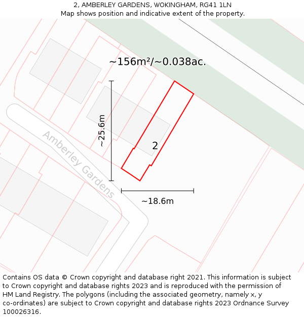 2, AMBERLEY GARDENS, WOKINGHAM, RG41 1LN: Plot and title map