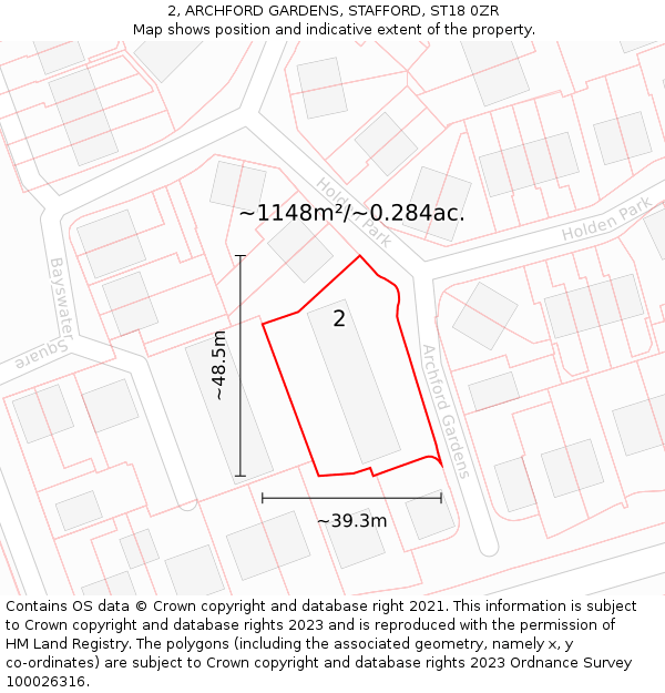 2, ARCHFORD GARDENS, STAFFORD, ST18 0ZR: Plot and title map