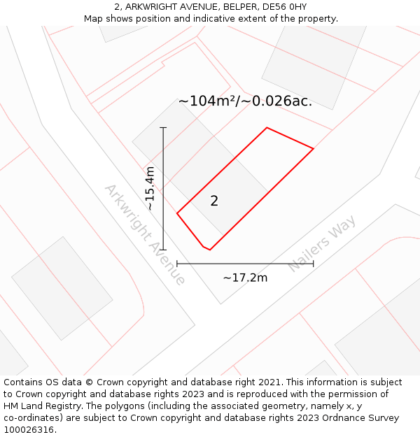 2, ARKWRIGHT AVENUE, BELPER, DE56 0HY: Plot and title map