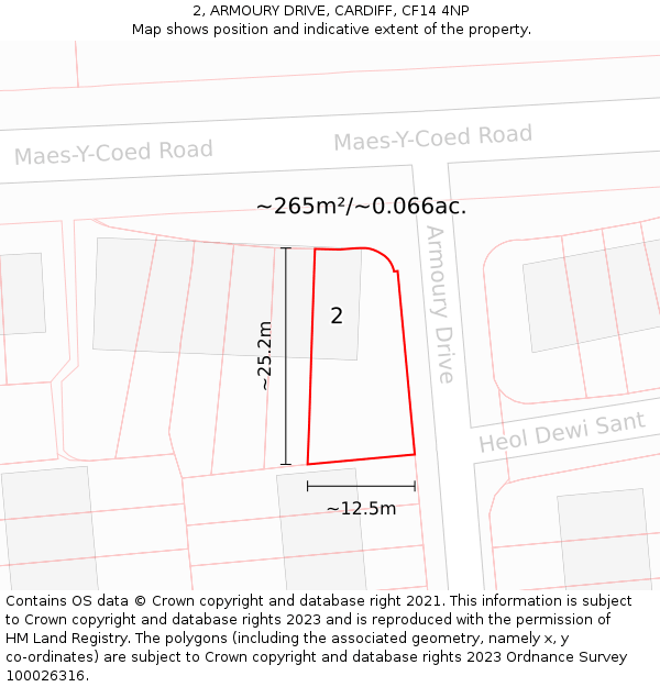 2, ARMOURY DRIVE, CARDIFF, CF14 4NP: Plot and title map