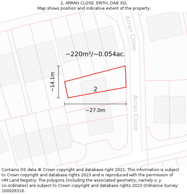 2, ARRAN CLOSE, ERITH, DA8 3SL: Plot and title map