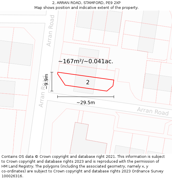 2, ARRAN ROAD, STAMFORD, PE9 2XP: Plot and title map