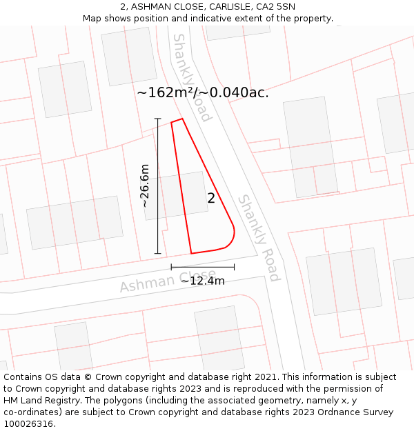 2, ASHMAN CLOSE, CARLISLE, CA2 5SN: Plot and title map