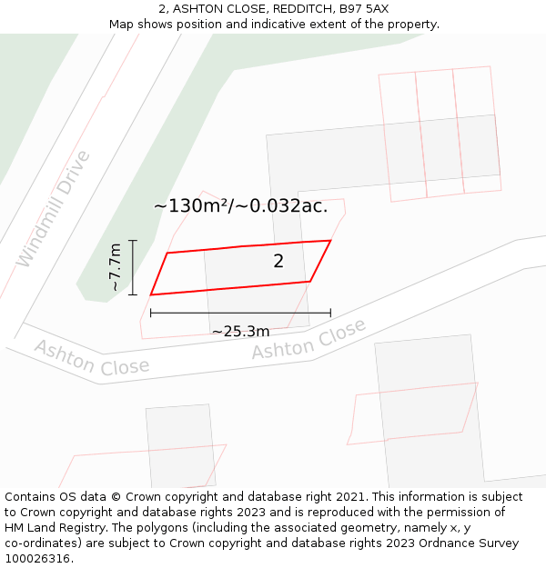 2, ASHTON CLOSE, REDDITCH, B97 5AX: Plot and title map