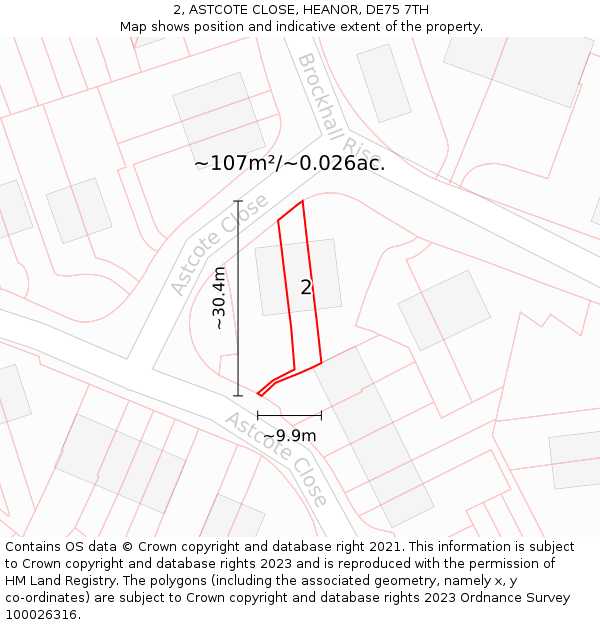 2, ASTCOTE CLOSE, HEANOR, DE75 7TH: Plot and title map