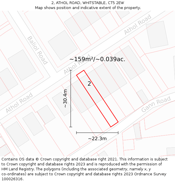 2, ATHOL ROAD, WHITSTABLE, CT5 2EW: Plot and title map