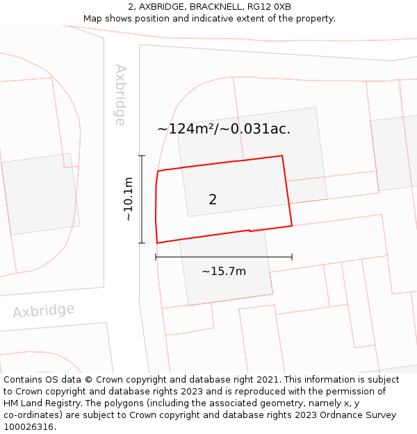 2, AXBRIDGE, BRACKNELL, RG12 0XB: Plot and title map