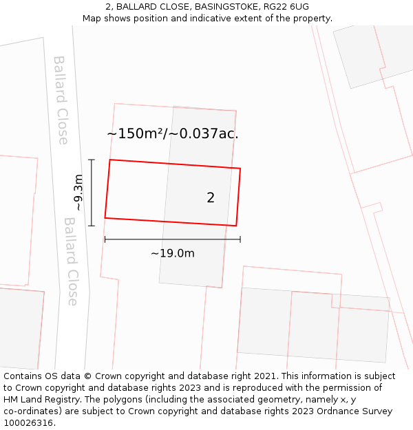 2, BALLARD CLOSE, BASINGSTOKE, RG22 6UG: Plot and title map