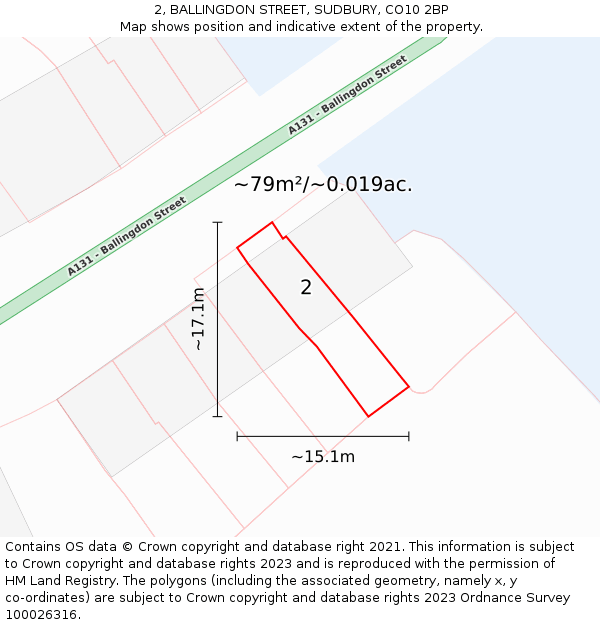 2, BALLINGDON STREET, SUDBURY, CO10 2BP: Plot and title map