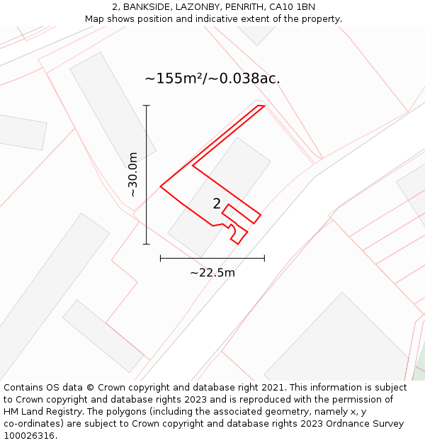 2, BANKSIDE, LAZONBY, PENRITH, CA10 1BN: Plot and title map