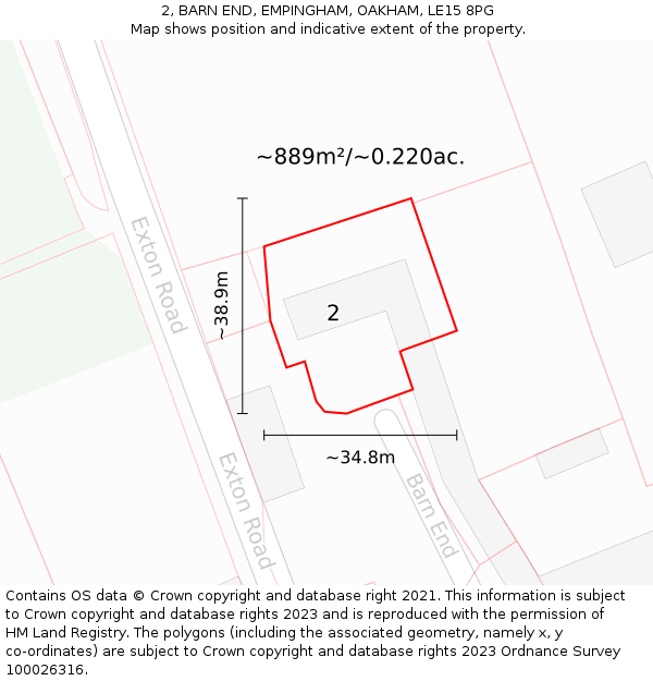 2, BARN END, EMPINGHAM, OAKHAM, LE15 8PG: Plot and title map