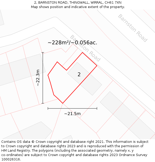 2, BARNSTON ROAD, THINGWALL, WIRRAL, CH61 7XN: Plot and title map