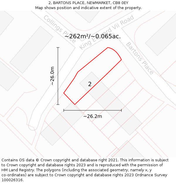 2, BARTONS PLACE, NEWMARKET, CB8 0EY: Plot and title map
