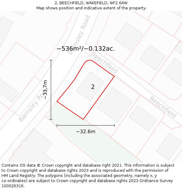 2, BEECHFIELD, WAKEFIELD, WF2 6AW: Plot and title map