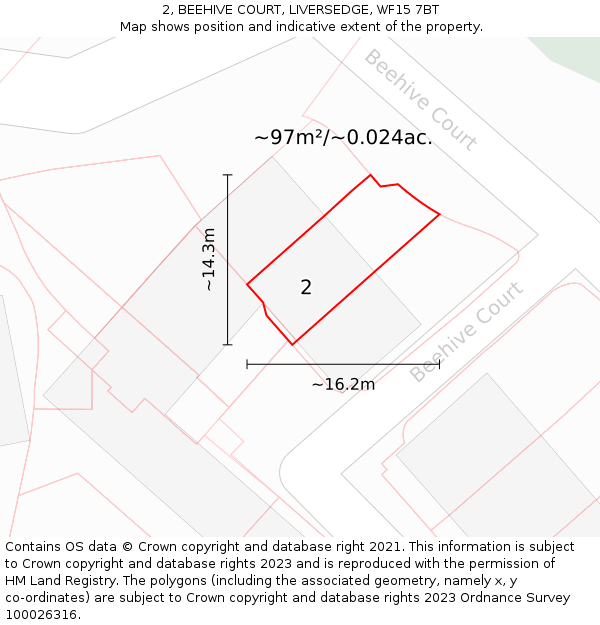 2, BEEHIVE COURT, LIVERSEDGE, WF15 7BT: Plot and title map