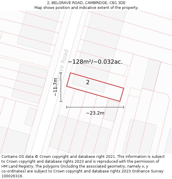 2, BELGRAVE ROAD, CAMBRIDGE, CB1 3DE: Plot and title map