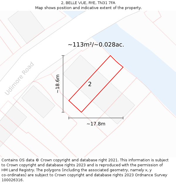 2, BELLE VUE, RYE, TN31 7FA: Plot and title map