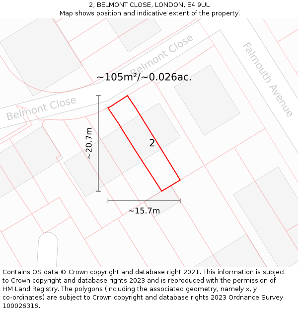 2, BELMONT CLOSE, LONDON, E4 9UL: Plot and title map