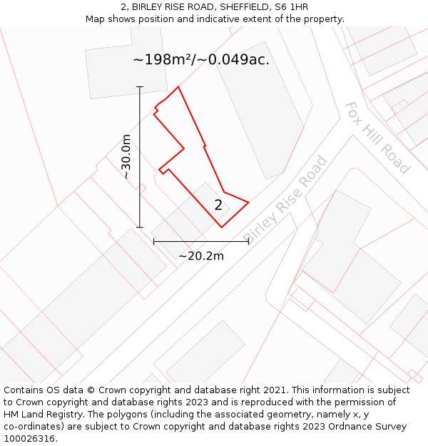 2, BIRLEY RISE ROAD, SHEFFIELD, S6 1HR: Plot and title map