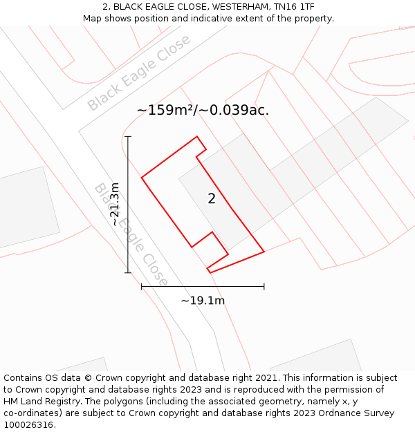 2, BLACK EAGLE CLOSE, WESTERHAM, TN16 1TF: Plot and title map