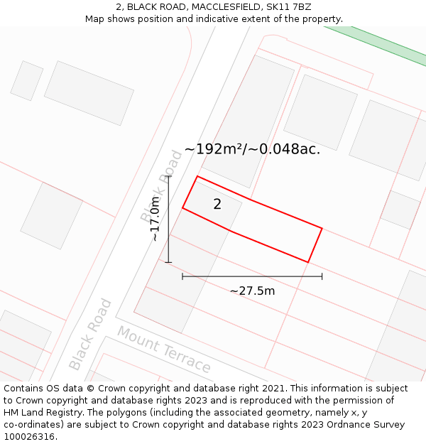 2, BLACK ROAD, MACCLESFIELD, SK11 7BZ: Plot and title map