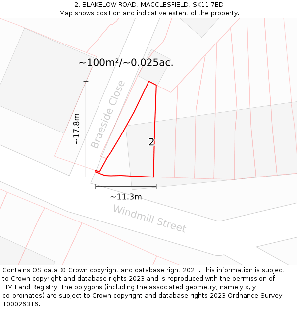 2, BLAKELOW ROAD, MACCLESFIELD, SK11 7ED: Plot and title map