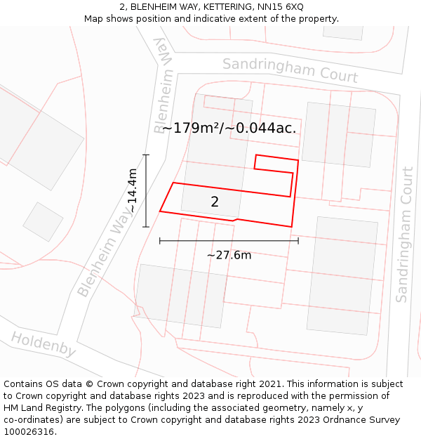2, BLENHEIM WAY, KETTERING, NN15 6XQ: Plot and title map