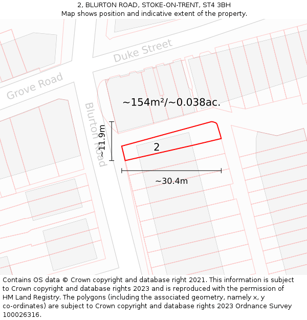 2, BLURTON ROAD, STOKE-ON-TRENT, ST4 3BH: Plot and title map