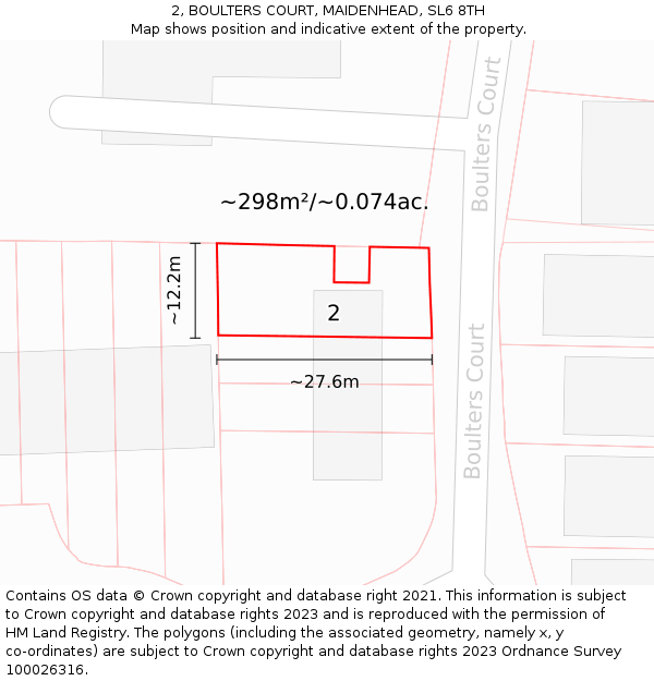 2, BOULTERS COURT, MAIDENHEAD, SL6 8TH: Plot and title map