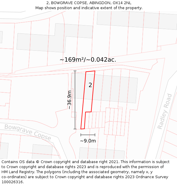 2, BOWGRAVE COPSE, ABINGDON, OX14 2NL: Plot and title map